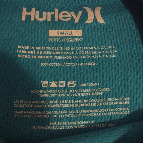 Hurley-size S tee- great aqua blue color! - Picture 4 of 4
